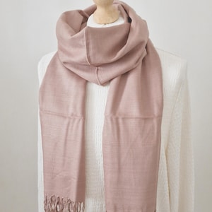 Dusty Pink Raw Thai Silk Shawl – Spring / Autumn Unisex Scarf – Handwoven Silk Scarf