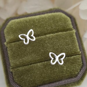 Tiny 925 Sterling Silver Butterfly Stud Earrings – Delicate Minimal Butterfly Studs in Solid Silver