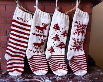 Calze di Natale lavorate a maglia Calze di lana fatte a mano personalizzate