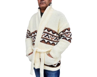 Starsky and Hutch Sweater Handmade Cowichan Style Chunky Cardigan Ready to Ship