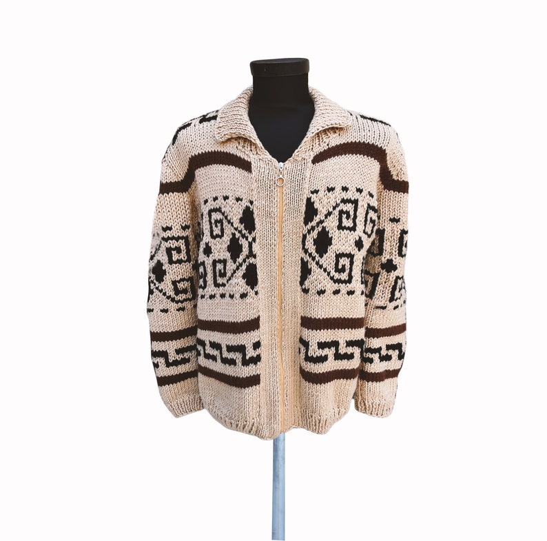 Big Lebowski Cardigan Dude style sweater hand knit wool men's zip sweater image 4