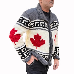 Kanada Cardigan Handgestrickter Herrenpullover
