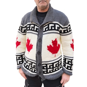Ahornblatt Kanada Pullover Handstrick Wolle Chunky Cardigan