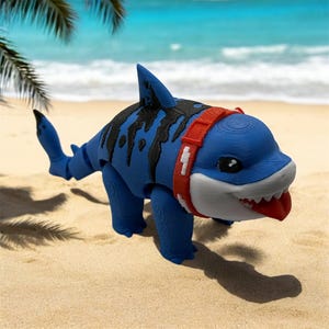 Jeff The Land Shark Flexi Fidget Toy, Articulated Baby Shark, Rivals, 3D Printed Gifts, Flexible Fidget Toy, Christmas Gift, Office Desk Toy