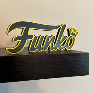 Funko Sign 3D Printed Art / Display Sign / Cake Topper / Funko POP Display Black Yellow Outline