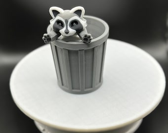 Articulated Racon Panda with Trash Can Adorable | 3D Printed Articulated Fidget Toy | Racoon Lover Gift |Articulated Street Animal 3D Figure