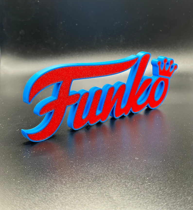Funko Sign 3D Printed Art / Display Sign / Cake Topper / Funko POP Display Red w/ Blue Outline