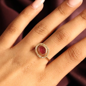 Genuine Tourmaline Ring with Diamond in Gold, 14k Gold Tourmaline Ring