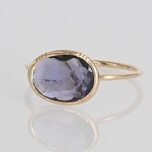 14k Yellow Gold Amethyst Ring: Stackable Gemstone Jewelry