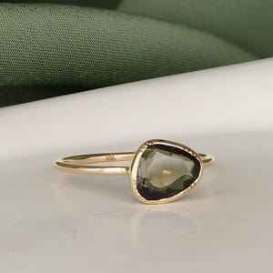 Natural Tourmaline Ring in 14K Gold - Dainty October Birthstone Jewelry, Stacking Ring, Minimalist Fine Jewelry Gift for Her