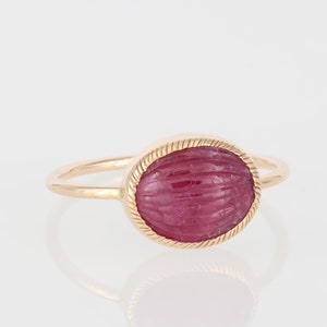 18k Gold Ruby Ring: Natural Gemstone Ring