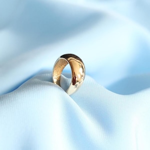14k Gold Dome Ring, Solid Gold Chunky Ring, Thick Statement Ring, Classic Shiny Bombe Ring, Ideal Gifts for Her