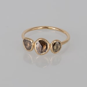 14k Gold Diamond Slice Ring: Natural Polki Engagement Gift