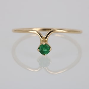 14k Yellow Gold Emerald Ring: Green Gemstone Promise Ring