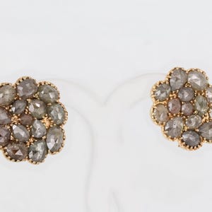 Vintage 18k Gold Rose Cut Diamond Stud Earrings