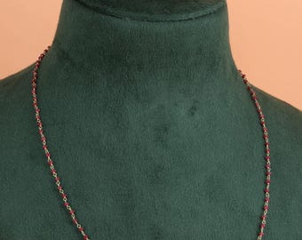 Collar de cuentas de rubí: piedra preciosa genuina, oro de 18 quilates