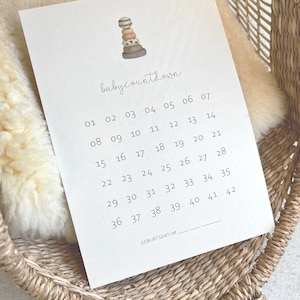 Babycountdown l Schwangerschaft Kalender I Geschenk Schwangerschaft I DIN A5 I Holzaufsteller
