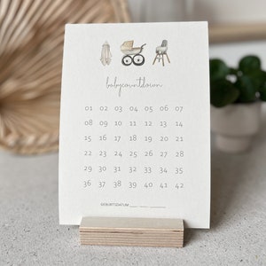 Babycountdown l Schwangerschaft Kalender I Geschenk Schwangerschaft I DIN A5 I Holzaufsteller Bild 2