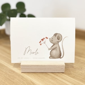 Congratulations card for the birth I personalized birth card l card with name I mouse