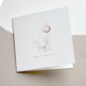 Geburtstagskarte personalisiert I Glückwünsche zum ersten Geburtstag I Mädchen I Elefant I Kindergeburtstag