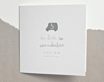 Tarjeta de cumpleaños personalizable | Tarjeta con nombre y número | Tarjeta para cumpleaños del 1.º al 9.º | Tarjeta de afirmación