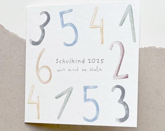 Tarjeta de inscripción escolar I Felicidades por el inicio del colegio I Escolar 2025 I Números I Niño I Niña