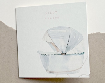 tarjeta de felicitaciones personalizada por el nacimiento I tarjeta para el nacimiento I tarjeta de nacimiento I bebe I cochecito