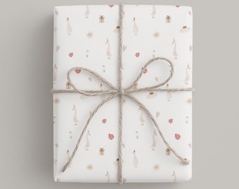Geschenkpapier für Kinder I DIN A2 Bogen I gerollt I Papier 120g/m2 I Enten I Geschenkverpackung zum Geburtstag I Taufe I Geburt