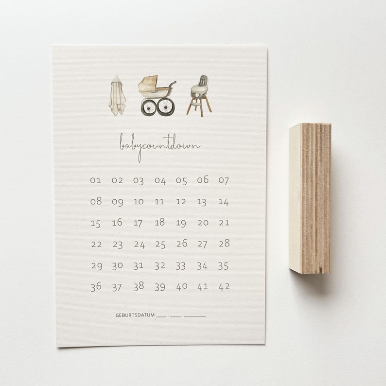 Babycountdown l Schwangerschaft Kalender I Geschenk Schwangerschaft I DIN A5 I Holzaufsteller Bild 4