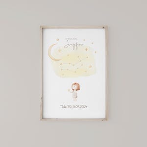 Sternzeichen Sternbild Jungfrau I Sternzeichen personalisiert I Wandbild I Poster I Geschenk zur Geburt I Junge I Mädchen I Kinder