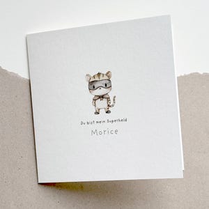 Karte zum Geburtstag I Mutmachkarte I Geburtstagskarte personalisiert I Karte zum Geburtstag I Glückwunschkarte I Superheld I Katze