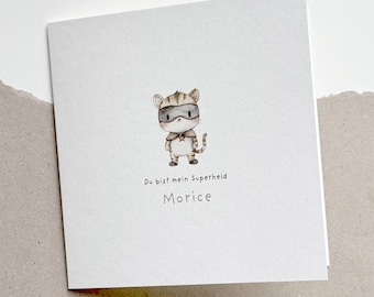 Tarjeta de cumpleaños I Tarjeta de ánimo I Tarjeta de cumpleaños personalizada I Tarjeta de cumpleaños I Tarjeta de felicitaciones I Superhéroe I Gato
