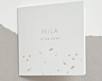 Tarjeta de nacimiento personalizable I Tarjeta de nacimiento I Tarjeta de nacimiento con nombre I Bebé I Flores I Floral