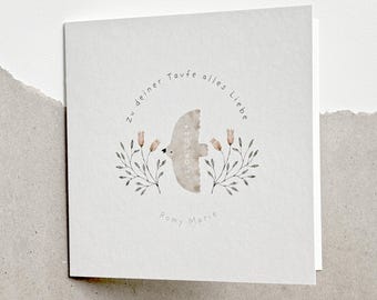 Tarjeta de felicitación personalizada para bautizo | Tarjeta de bautizo con nombre | Felicitaciones por el bautizo | Paloma | Flores