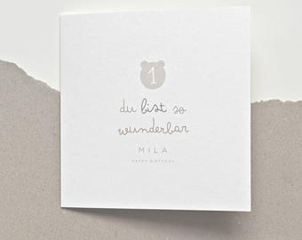 Tarjeta de cumpleaños personalizable | Tarjeta con nombre y número | Tarjeta para cumpleaños del 1.º al 9.º | Tarjeta de afirmación