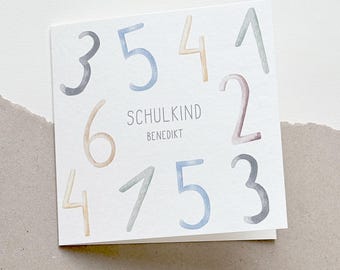 Tarjeta personalizable para inscripción escolar I Felicidades por empezar el colegio I Escolar I Números I Tarjeta con nombre I Niño I Niña