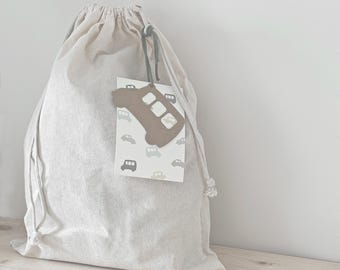 Bolsa de regalo grande con tarjeta y etiqueta I 100% algodón I Envoltorio de regalo I Postal I Etiqueta I Etiqueta para coche