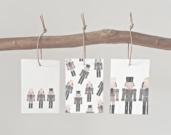 Etiquetas de regalo para Navidad I Juego de 3 etiquetas X-Mas I Tarjetas navideñas pequeñas I Cascanueces