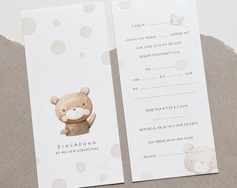 Invitación Cumpleaños Infantil I Tarjetas de Invitación I Invitación de Cumpleaños I Set de 5 I Set de 10 I Niño I Niña I Oso