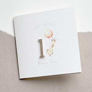 Karte zum 1. Geburtstag I erster Geburtstag I Junge I Mädchen I Giraffe I Luftballons
