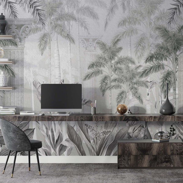 Modern Palm Tree Wallpaper Etsy