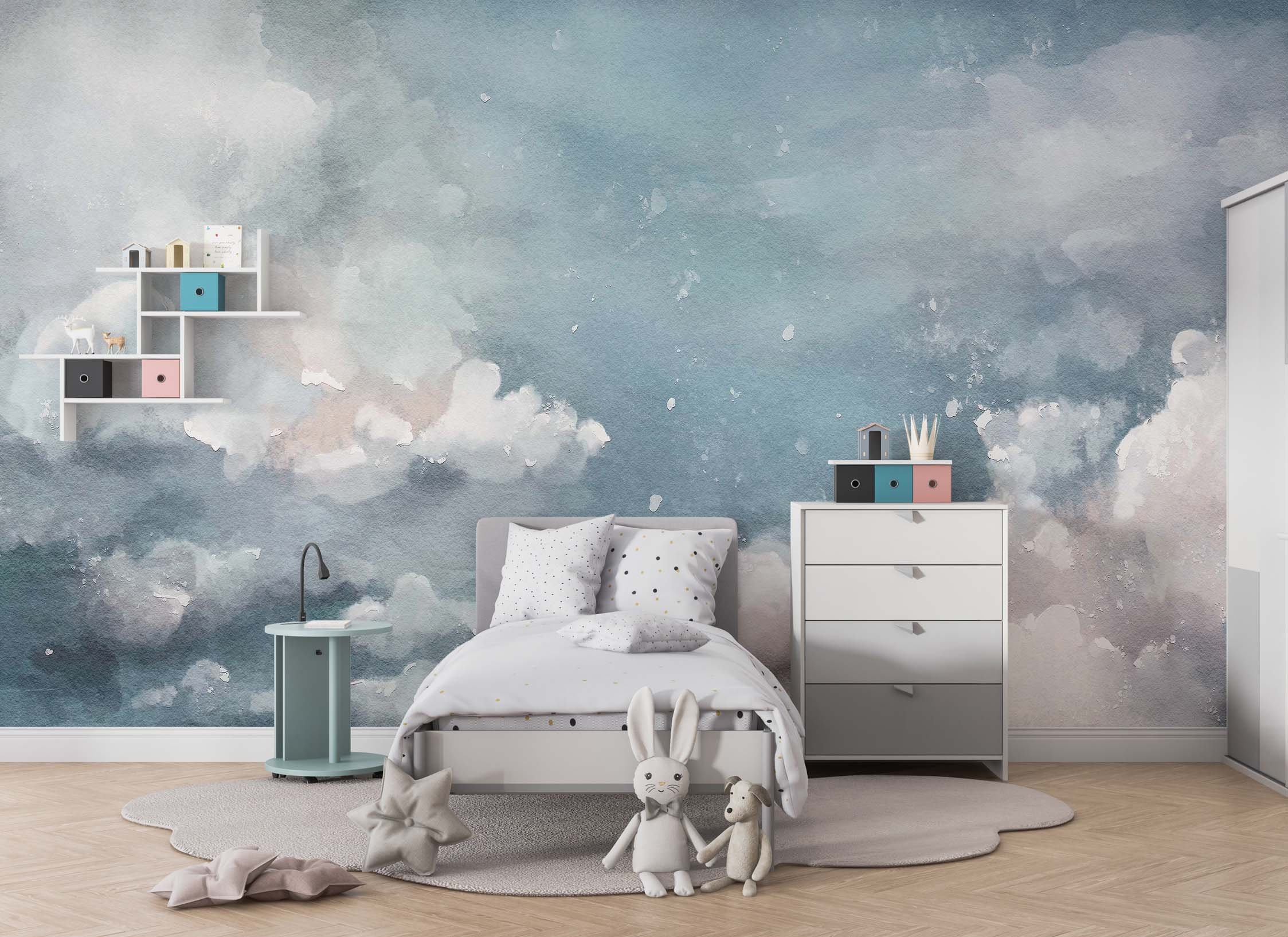 Blue Sky Clouds Wallpaper Mural, Kids Room Decor, Peel and Stick - Etsy
