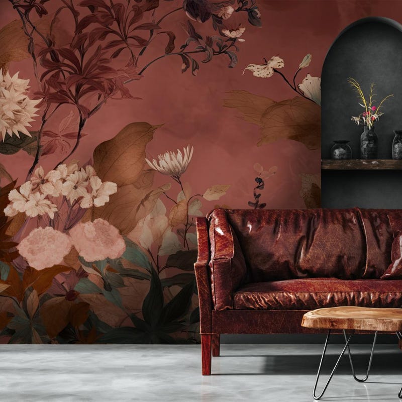 Picture of Vintage Floral Wallpaper - Etsy