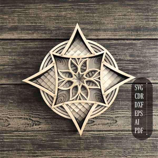 Laser cut Files Star constellation sunflower svg, layered mandala drawings for CNC cutting equipment, glowforge files