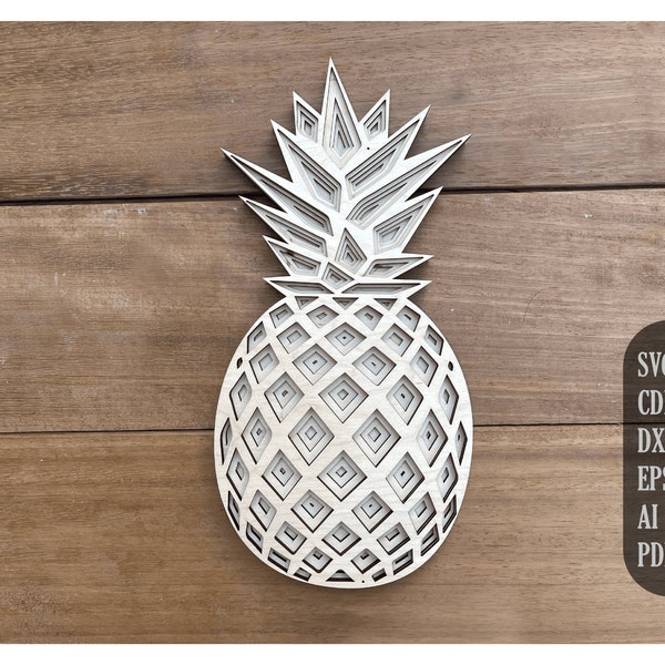 Pineapple Svg, fruit svg ,layered drawings for CNC cutting equipment, Laser cut files