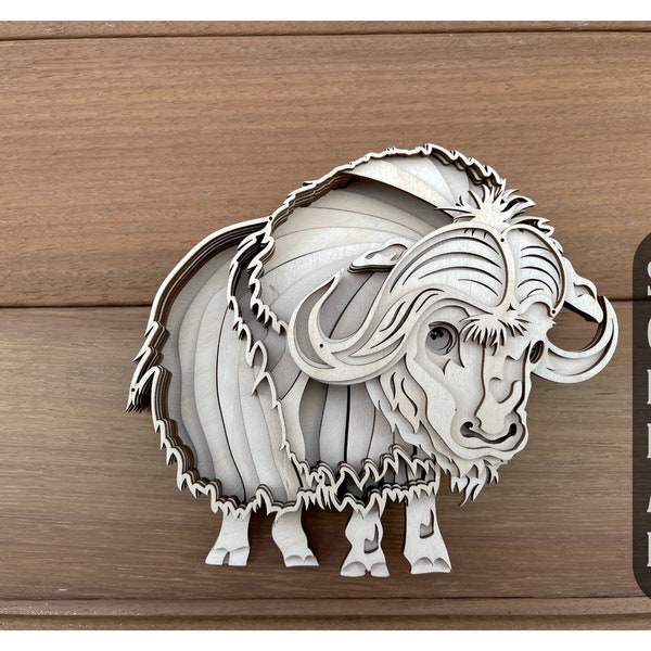 Highland cow svg, farm animal, Musk OX svg, layered drawings for CNC cutting equipment, Laser cut files, Glowforge files