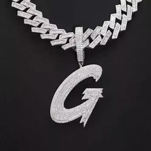 Pingente personalizado com letra G de moissanita VVS1 natural 4Ct, prata esterlina 925, pingente com letra de moissanita com gelo, pingente com nome, pingente com foto