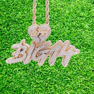 Colgante de letra personalizado hecho a mano en plata de ley 925 con circonita cúbica y diamante moissanita en 3D / Hiphop / Iceout / Personalizado / Foto