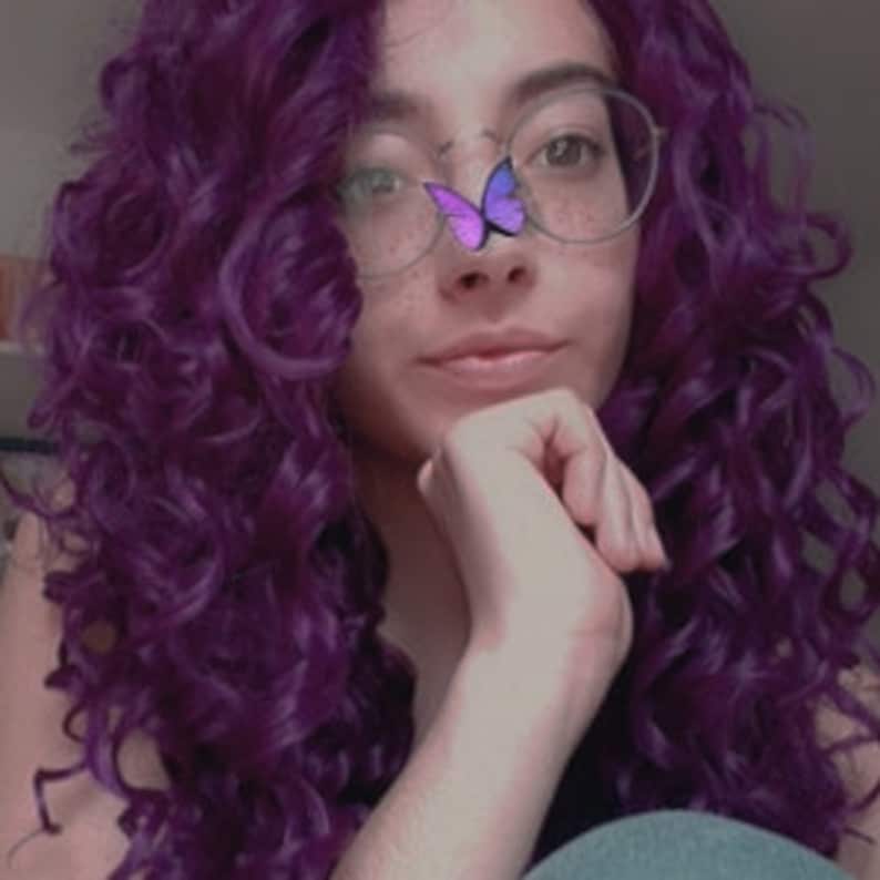Dark Purple Curly Long Synthetic Lace Front Wig