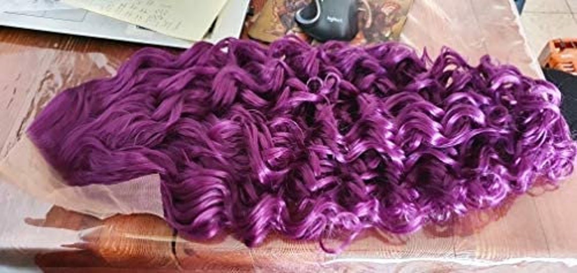 DYE PURPLE LONG CURLY WIG YV47461